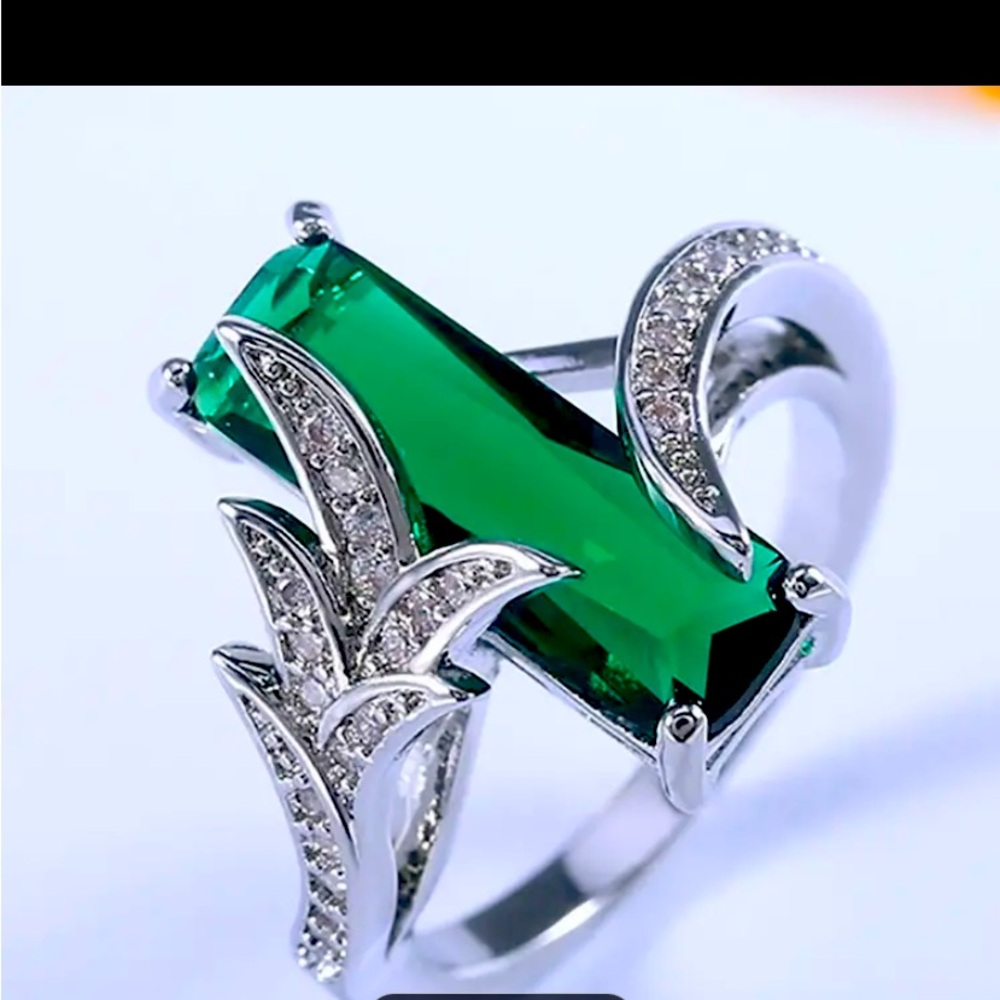 925 Silver Plated Square Topaz Ring For Women